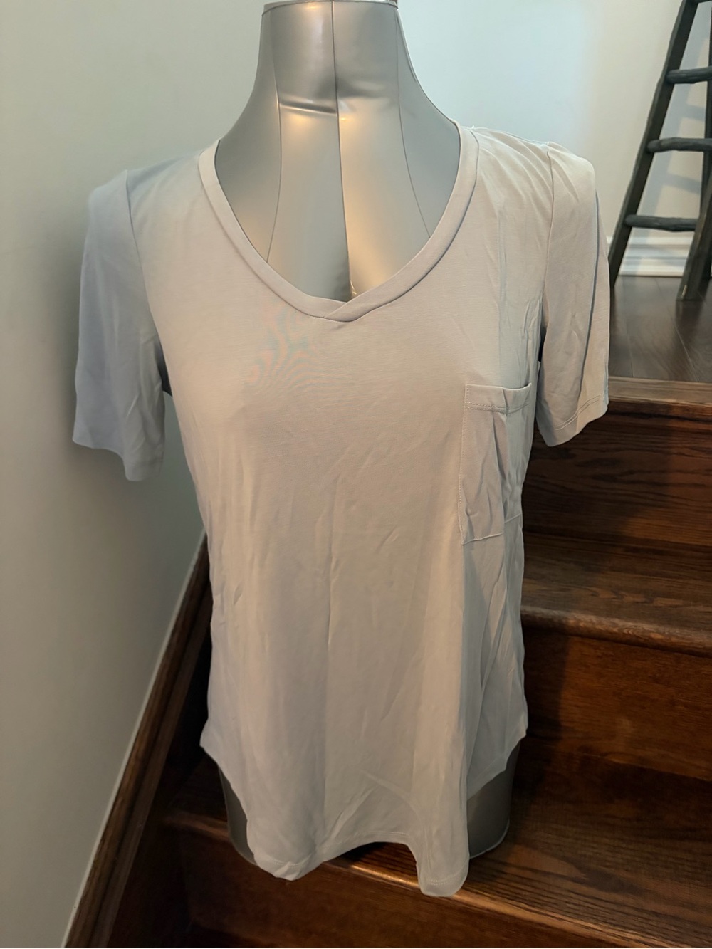 Women's V-Neck Pocket Tee - Light Blue